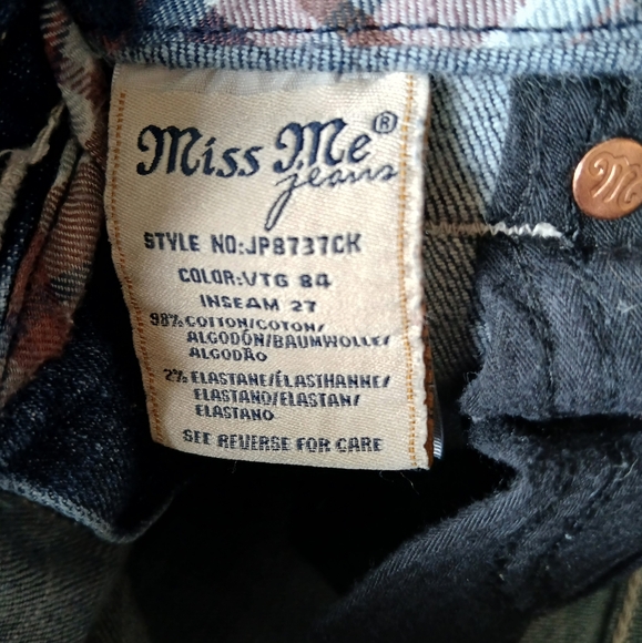 Miss Me Mid-Rise Signature Cuffed Skinny Embellished Denim Jeans Women's Size 26 - Picture 10 of 10